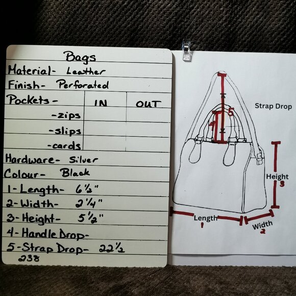 Black/Silver Perforated Lamb Leather Crossbody EUC #238 - Picture 11 of 11